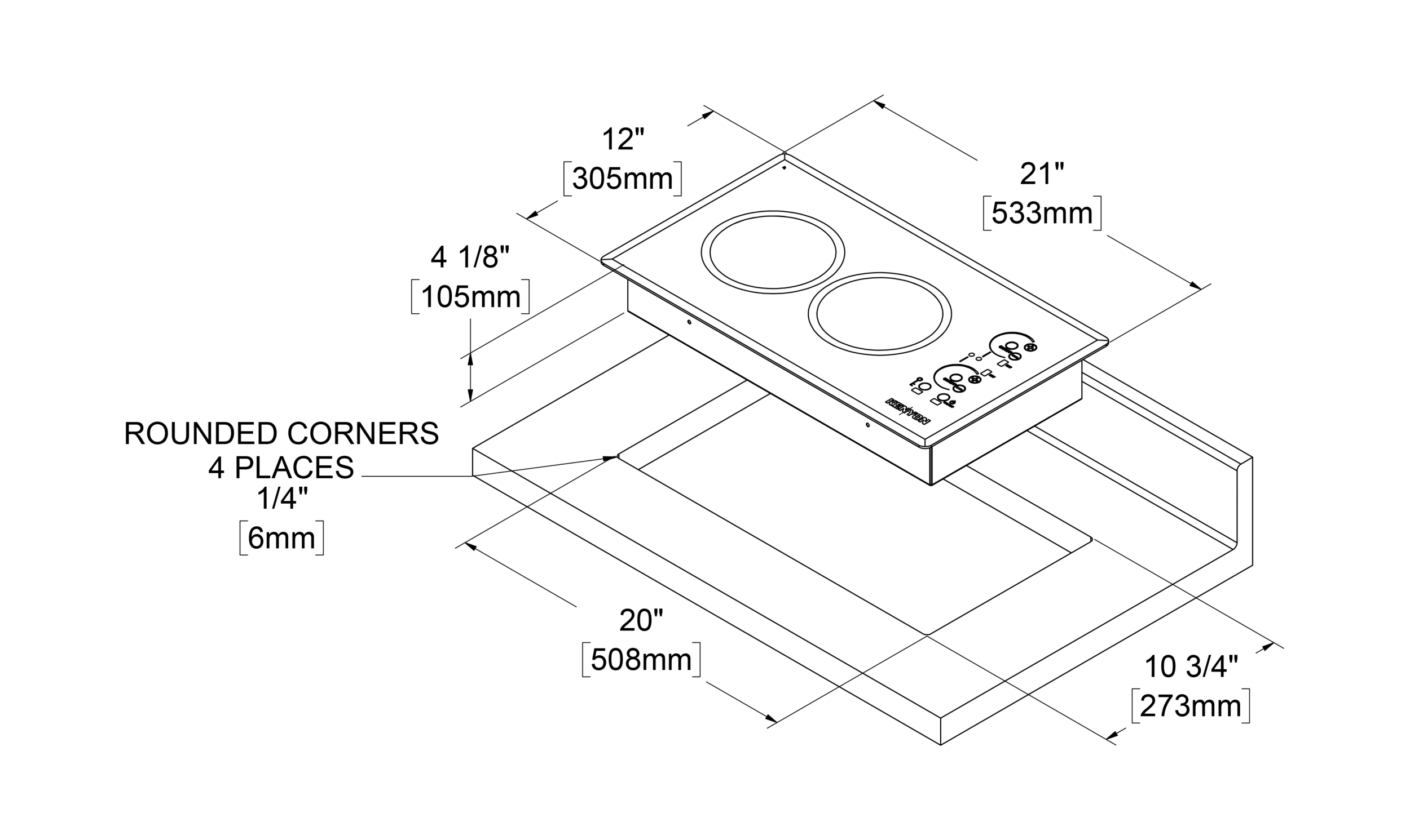 Kenyon 21 2-Burner Lite-Touch Q Series Cortez Electric Cooktop