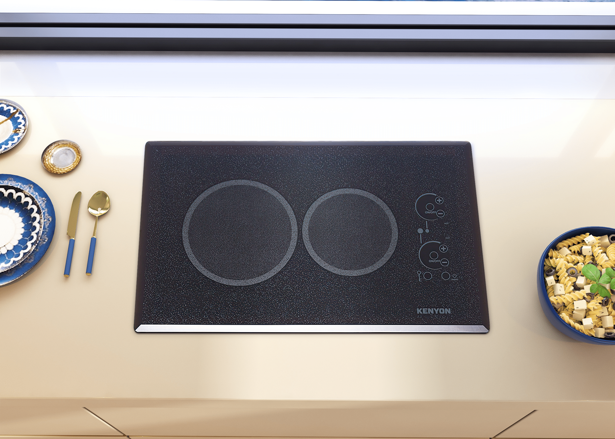 Kenyon B41705 12 Inch Electric Cooktop with 1 Element, Ceramic Glass  Surface, 1200W Radiant Element, Heat Limiting Surface Protectors,  Push-To-Turn Knob Control, On/Hot Burner Indicator Light, and ADA  Compliant: 240V/5A