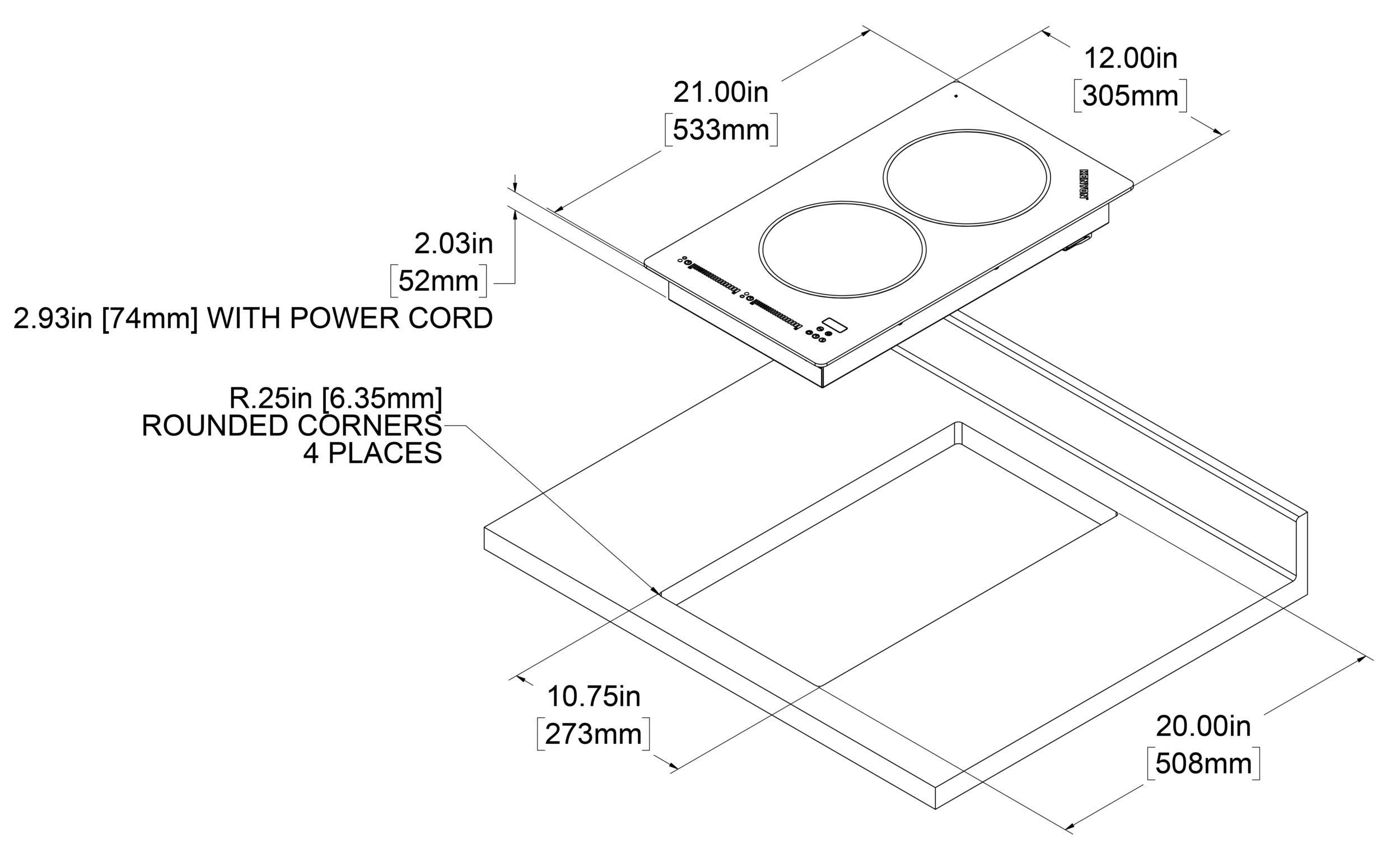 Kenyon Bridge Induction 2 Burner Portrait Cooktop, 120V (B80321)