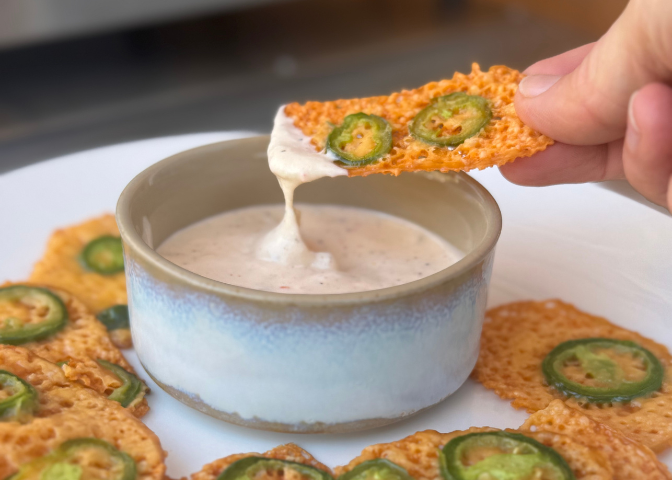 Smoked Cheddar Jalapeño Crisps with Jalapeño Ranch - Kenyon
