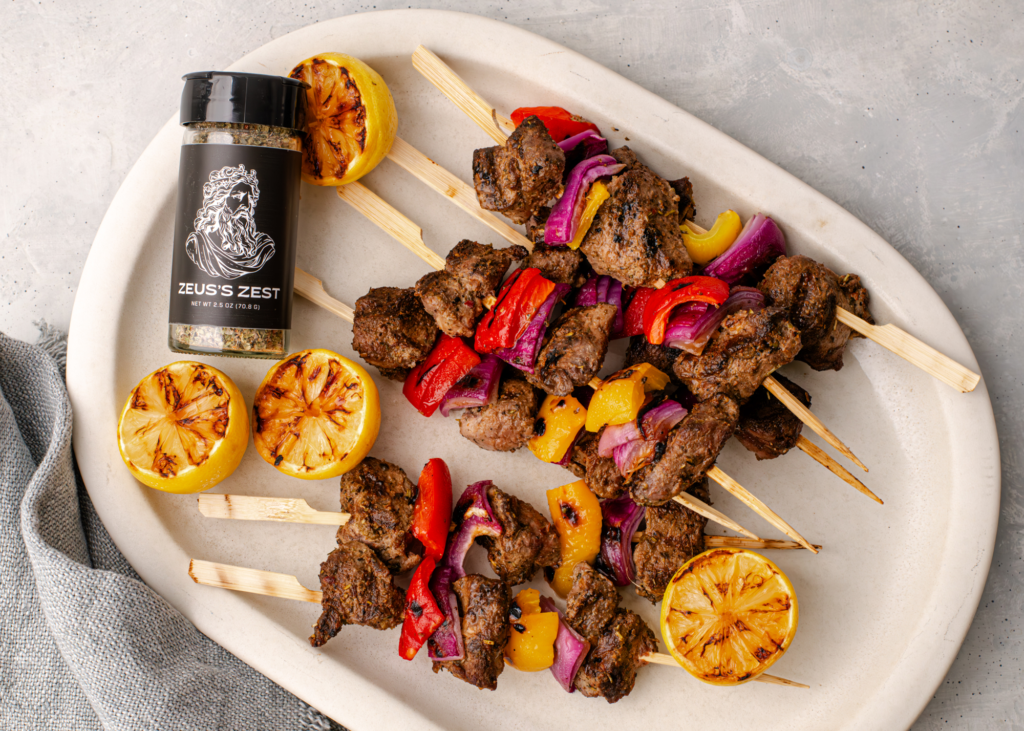 Zeus’s Zest Lamb Skewers (Recipe) KENYON